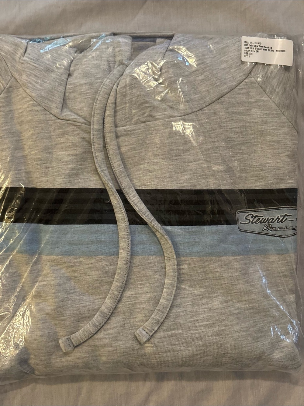 NASCAR Women’s Stewart Haas Racing Light Gray Stripe Hoodie Size XLG
